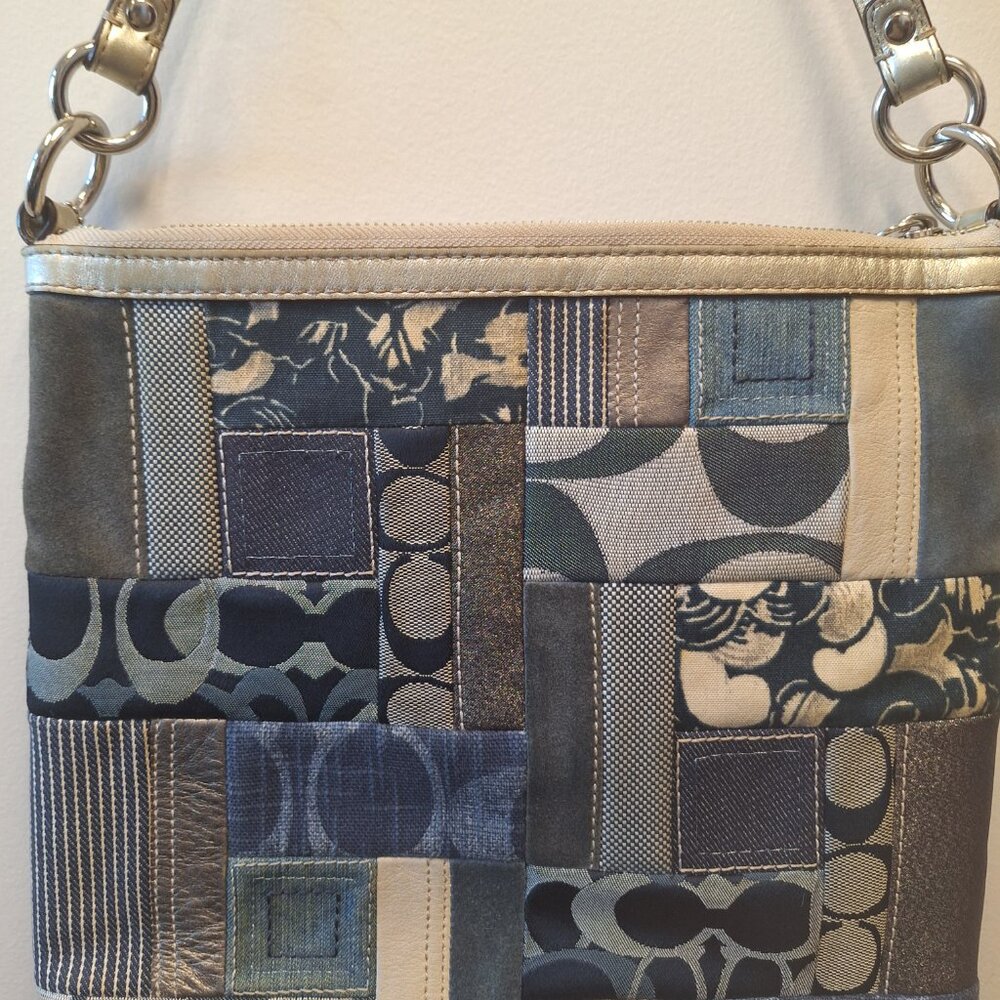 Coach Patchwork Shoulder Bag - Blue, Green, Cream, Gold - Picture 3 of 5